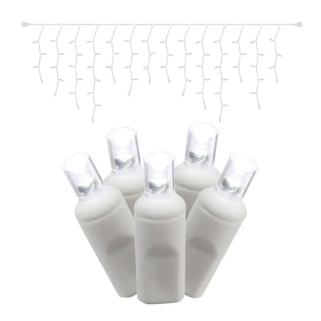 Vickerman LED White Wire Icicle End Connecting 9 ft. Long Light Set with Pure White Lights X6W3309CSA